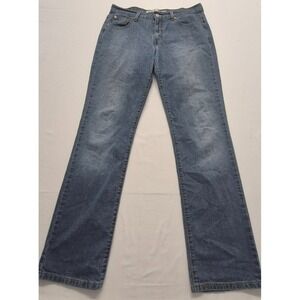 Levi women's nouveau low straight 505 denim blue jeans sz. 10L medium wash